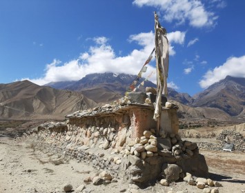 Ancient mani wall near Ghami village. It is the longest mani wall in Upper Mustang which was believed to be made from the intestine of a demon.