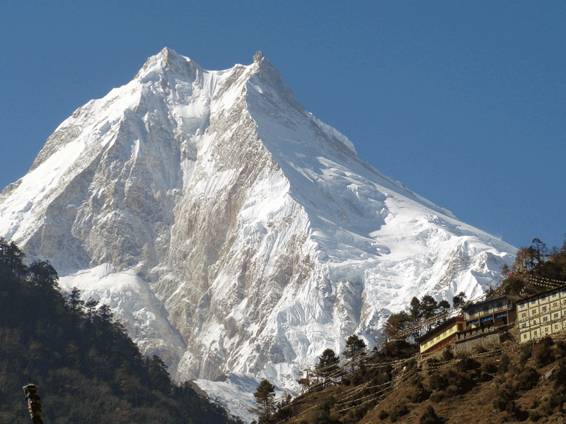Magnificent view of Manaslu (8163 M) from Lho Village