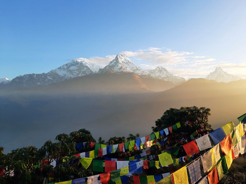 From left to right : Annapurna I (8091 M), Annapurna South (7219 M), Hiunchuli (6441 M)and Machhapuchre (6993 M)