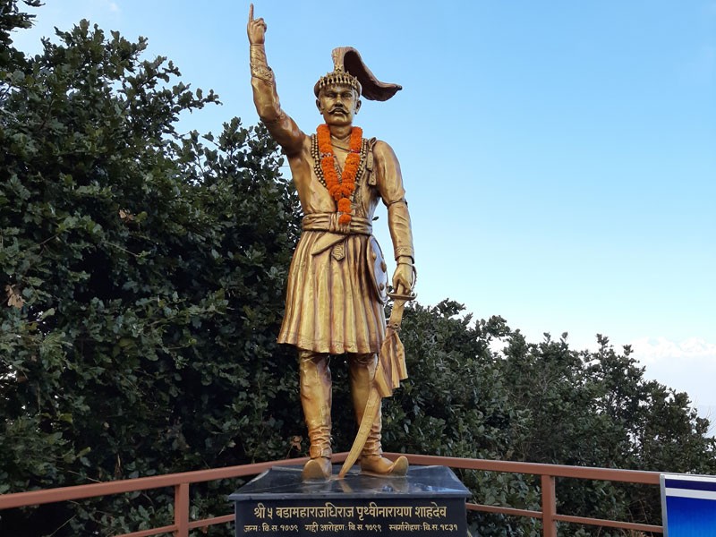 Statue of the late great King Prithvi Narayan Shah who founded the modern Nepal by conquering many small states