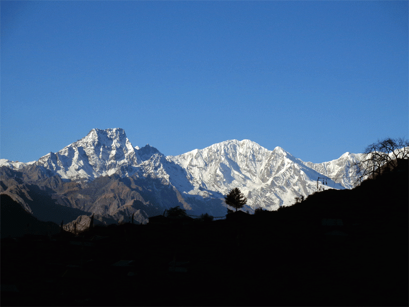 Morning view of Boudha Himal as seen from Chokang Paro